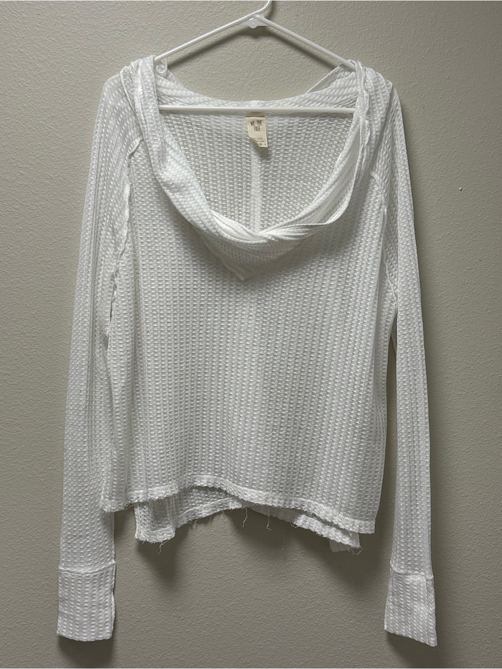 We The Free Women’s White Textured Cowl Neck Long Sleeve Pullover Sweatshirt M